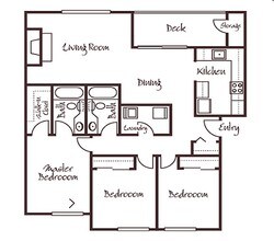3 Bedrooms, 2 Bathrooms 22302 floor plan